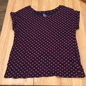 Gap navy and pink polka dot shirt